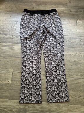 Marc Cain | Slim Fit Black Pink Cropped Pants with Jacquard Owl Detail Size 2